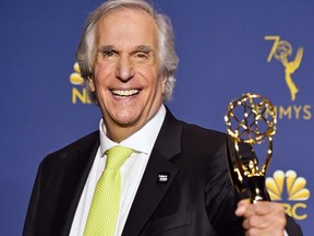 Henry Winkler poses in the press room during the 70th Emmy Awards at Microsoft Theater on Sept. 17, 2018 in Los Angeles, Calif.