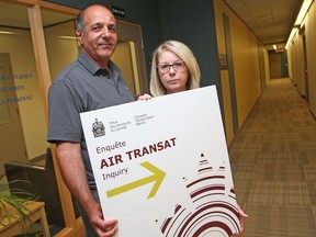 Alan Abraham and his wife Pat were witnesses from flight 507 from Rome at the oral hearing to allow the CTA to hear evidence from witnesses regarding the Air Transat Flights 157 and 507 tarmac delays at the Ottawa MacDonald-Cartier International Airport on July 31, 2017.