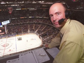 Pierre McGuire calls a Sens vs. Montreal game at the Corel Centre Oct. 1, 2000.