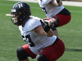 Offensive lineman Jakub Szott of the Ottawa Redblacks during practice, July 15, 2021.