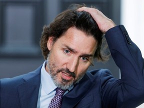 Canada's Prime Minister Justin Trudeau attends a news conference at Rideau Cottage in Ottawa on June 25, 2021.