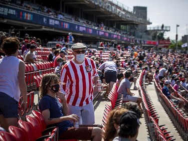 The stands fill with excited fans as Atletico Ottawa host their first home game against the HFX Wanderers FC in the first game in front of a live audience Saturday, August 14, 2021, at TD Place.