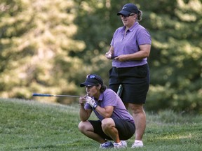 Brenda Pilon, left, and Lise Jubinville take part in the Ottawa Sun Scramble at the Eagle Creek Golf Club on Sunday, August 25, 2019.