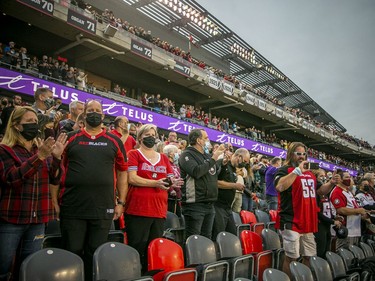 The attendance cap for Saturday's Redblacks-Lions game was 15,000 in the 24,000-capacity stadium.