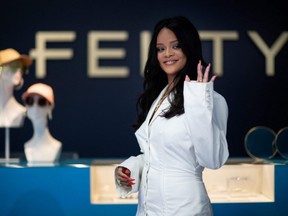 Singer Rihanna poses during a promotional event of her brand Fenty in Paris, May 22, 2019.