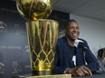 Toronto Raptors president, seen here with the NBA championship trophy, is staying witht he Toronto Raptors. CRAIG ROBERTSON/TORONTO SUN FILES