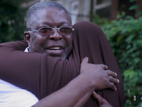 Curtis Crosland is greeted by well-wishers in Philadelphia on June 24, 2021 after being released from prison.