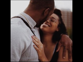 R.J. Harris proposed to his longtime girlfriend, Tiffany Grant, on Sunday. She said yes.