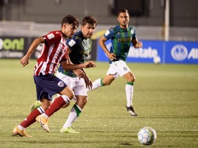 Files: Atletico Ottawa and York United battling to a 1-1 draw on Wednesday night at TD Place on August 18, 2021.