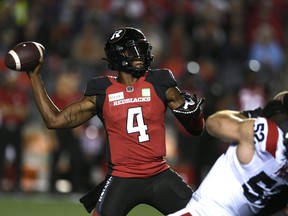 Ottawa Redblacks quarterback Dominique Davis throws the ball against the Montreal Alouettes during Friday's game.