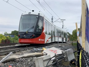 Ottawa's Confederation LRT line is out of service after this train derailed Sept. 19 near Tremblay Station.