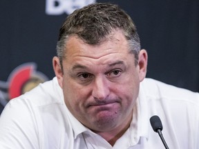 Ottawa Senators head coach D.J. Smith during a press conference prior to the opening of the teams main training camp on Wednesday.