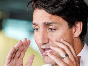 Canada's Liberal Prime Minister Justin Trudeau speaks at the Discovery Centre during an election campaign stop in Halifax, N.S., on Sept. 15, 2021.