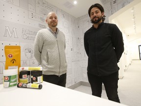 Minerva Cannabis on Bathurst St. and Dupont is set to open in early October. Byron Fabricius (L) the general manager and Paul Macchiusi (R) its president are set to open their boutique style high-end looking store soon.