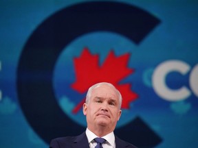 Conservative party leader Erin O'Toole speaks during his election night party, in Oshawa, Ontario, Canada, September 21, 2021.