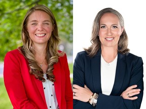 Jenna Sudds, left, is the Liberal candidate for Kanata-Carleton, and Jennifer McAndrew is running for the Conservatives.