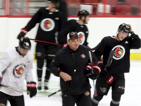 The Ottawa Senators and coach D.J. Smith hit the ice at the Canadian Tire Centre on Thursday.