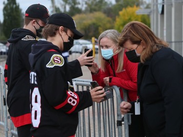 Fans arriving at the Canadian Tire Centre Wednesday night.