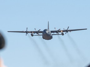 The last CC-130 E Hercules Legacy in service, #307, prepares to land at Rockliffe Airport