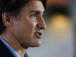 Prime Minister Justin Trudeau speaks during a press conference as he visits the Children's Hospital of Eastern Ontario in Ottawa on Thursday, Oct. 21, 2021.