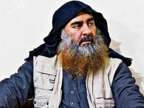 In this undated handout image provided by the U.S. Department of Defense, late ISIS leader Abu Bakr al-Baghdadi is seen in an unspecified location.