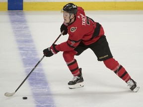 Winger Brady Tkachuk is not yet in training camp with the Senators. He remains an unsigned restricted free agent, although talks have been continuing.