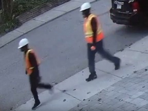 Two men disguised as construction workers are sought for a home invasion that occurred near Yonge St. and Eglinton Ave. on Sept. 27, 2018.