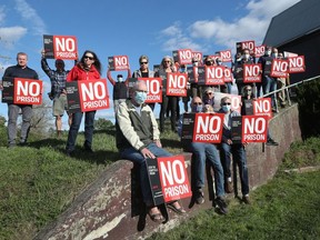 Local residents opposed to the plan to build the Greater Ottawa Correctional Complex in Kemptville gathered at the proposed location in early October.