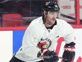 "I think you do (have to be careful), but not just in sports but as a world," said veteran winger Austin Watson, who has missed the first three weeks of the season with an ankle injury, but will return on this trip. Watson is seen at the Senators' practice on Wednesday morning.