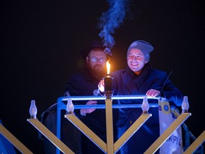 A special tribute to Rabbi Bulka was held as a group gathered at city hall on Sunday, Nov. 28, 2021, to light the menorah to celebrate Hanukkah. Rabbi Chaim Boyarsky was joined by Harley Finkelstein, president of Shopify, and his family to light the menorah.