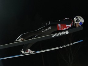 Canadian ski jumper Mackenzie Boyd-Clowes in action during qualifying in Russia this month.