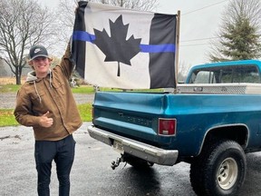 Carson Young, 17, was suspended for three days from Bradford District High School for flying this pro-police flag on his pickup truck in support of his policing family members.