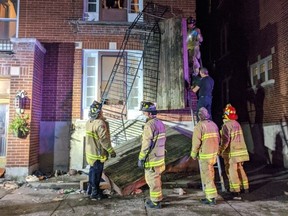 A second floor balcony collapsed onto the first floor balcony of an apartment building on Frank Street in Centretown on Oct. 31, 2021. Four patients were taken to hospital