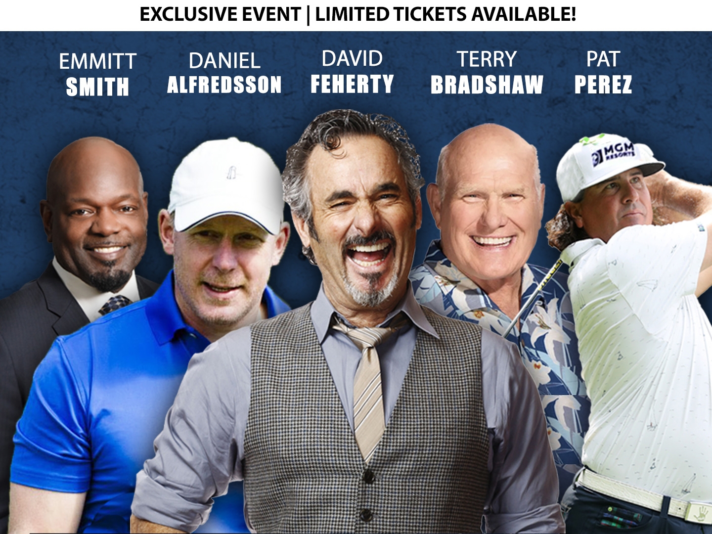 GOLF AND LAUGHTER David Feherty hosts Alfie, NFL legends and PGA star