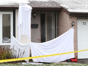 The Barrhaven home where a woman was found dead and a man was found seriously injured on the evening of Nov. 14.
