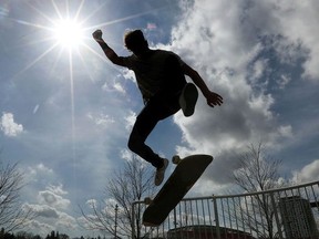 A skateboarder shows off outdoors at Lansdowne Park in March of this year. A new city recreation program will take skateboarding to the nearby Aberdeen Pavilion for drop-in sessions on Tuesday evenings, starting Jan. 4.