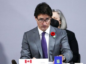 Prime Minister Justin Trudeau takes part in an "Oceans Panel Discussion" at COP26 in Glasgow, Scotland, on Tuesday, Nov. 2, 2021.
