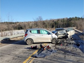 MRC des Collines-de-l'Outaouais police said five-year-old boy died in a collision involving two cars Tuesday morning on Route 309 near Notre-Dame-de-la-Salette
