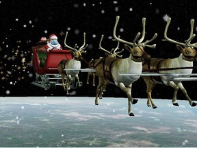 Masked Santa Claus making his rounds on Christmas Eve, 2021