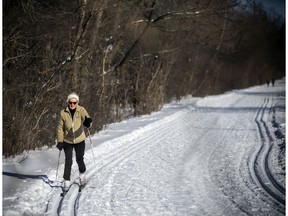 OTTAWA -- It was a spectacular sunny day, if you were dressed for the weather, to get out and enjoy the Britannia Winter Trail, Sunday, January 23, 2022. Corrie van Walraven was enjoying the sunshine as she glide along the trail Sunday. 

ASHLEY FRASER, POSTMEDIA