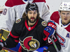 Ottawas Mark Kastelic takes part in a pre-season game against the Montreal Canadiens on Sept. 18, 2021.  Kastelic made his NHL debut on Jan. 29, 2022.