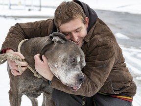 Tyler Grey had his dog Azzuro taken from outside a nearby Walmart, but was happily reunited with him.