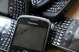 This file photo taken on October 12, 2011, shows Blackberry mobile phone.