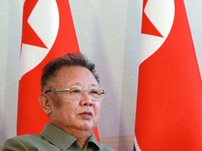 Then North Korea's leader Kim Jong-Il speaks with Russian President Dmitry Medvedev (not pictured) during their meeting at Sosnovy Bor Military Garrison, Zaigrayevsky District, Buryatia outside Ulan-Ude on August 24, 2011.
