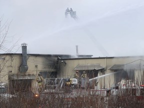 Fire at Eastway Tank on Merivale Road in Ottawa Thursday afternoon. Ottawa Fire emergency vehicles, Ottawa Police and Ambulance Service were at the scene and police indicate there was an explosion.