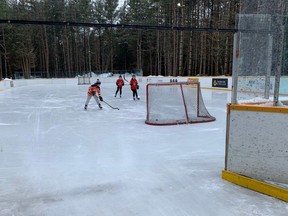 Icelynd Skating Trails hockey field, equipped with even a penalty box.