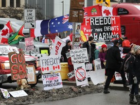'Freedom Convoy' on Wellington street in Ottawa, February 17, 2022.