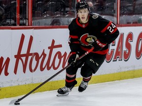 Files: Ottawa Senators defenceman Jacob Bernard-Docker is seen during a January 2022 game.