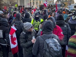 Anti-vaccine mandate protests continuing in downtown Ottawa on Saturday, Feb. 5, 2022.