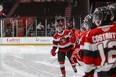 Ottawa 67’s forward Tyler Boucher celebrates his second OHL goal and first at home.  It was the eventual game winning goal in the 4-1 win over Kingston.